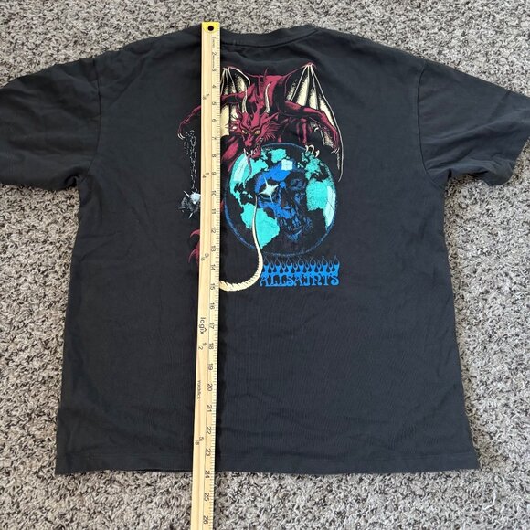 Allsaints Black Dragon Graphic T-Shirt With Front & Back Print S - Picture 6 of 7